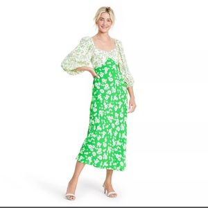 RIXO for Target Daisy Long Sleeve Swing Dress in Green